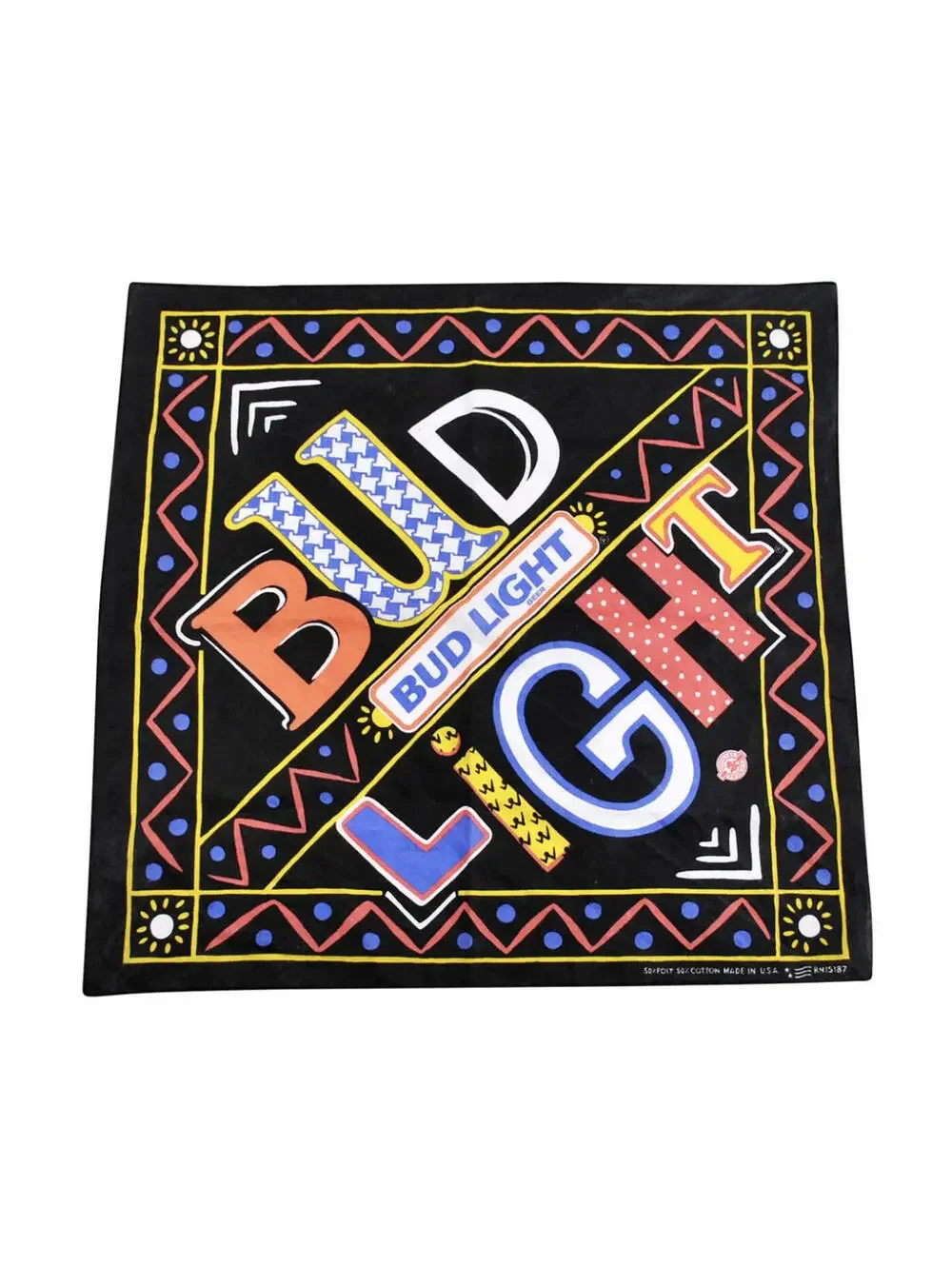 Vintage Bud Light 90s Beer Budweiser Pattern Print Bandana